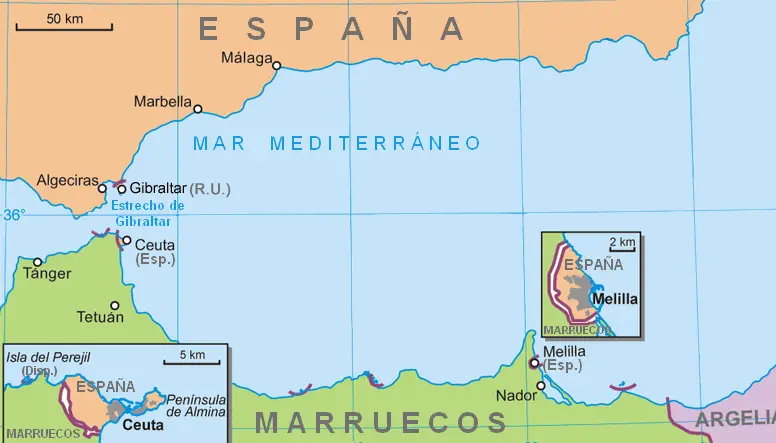 Melilla, map